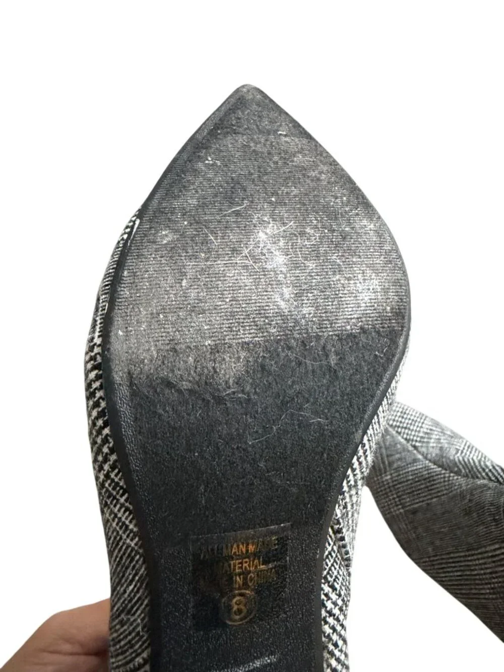 RED DELICIOUS Gray Glenplaid Fabric Booties Boots Size 8